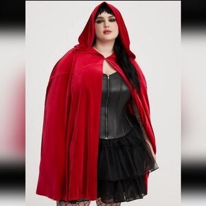 Torrid Red Velvet Hooded Cloak/Cape